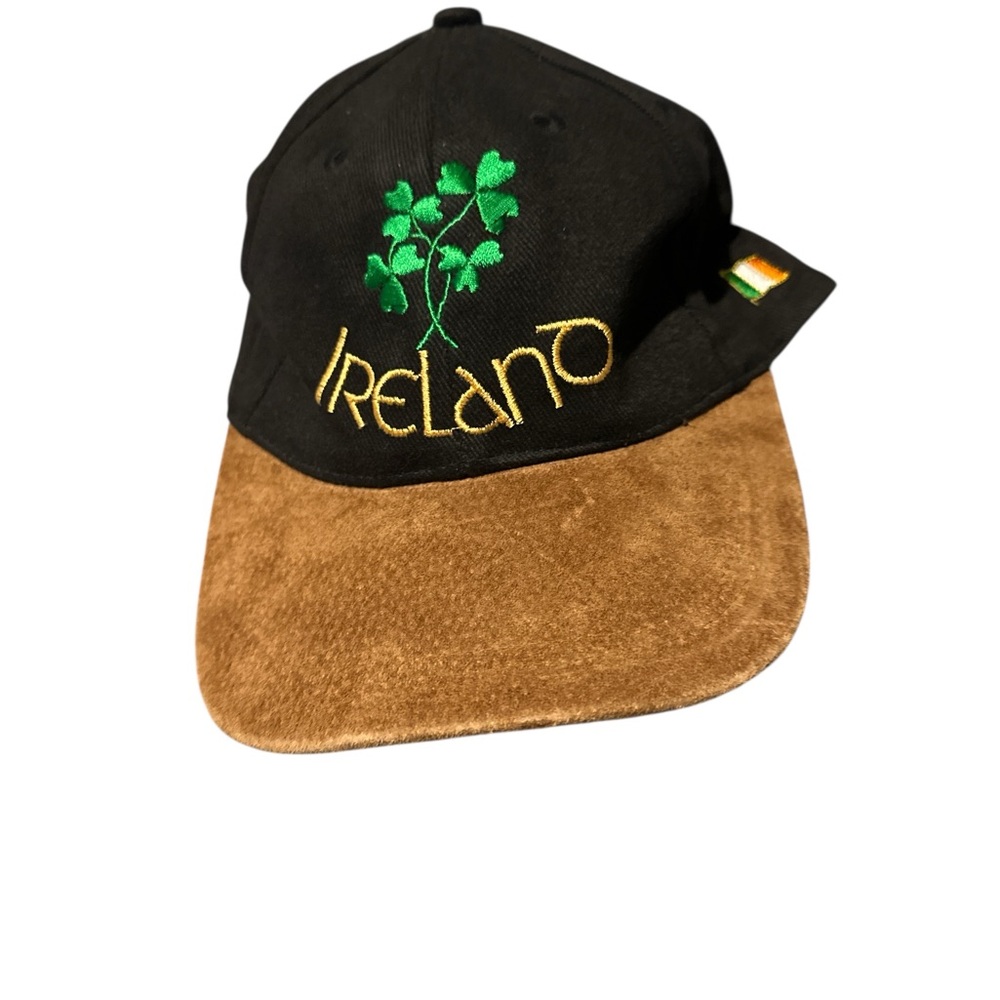 Vintage Ireland Hat Made In Dublin Embroidered Shamrock Black